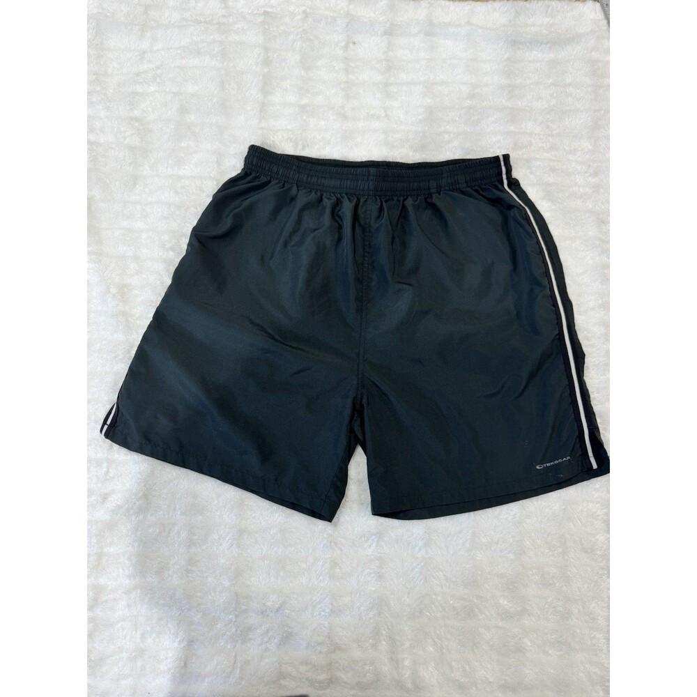 Tek Gear Shorts Men M Black Athletic Drawstring Side Stripe Polyester